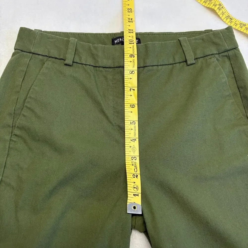 J. Crew Pants Effortless Slim Crop Deep Moss Olive Green Chino Pants Size 0